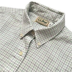 Vintage L.L. Bean Micro Plaid Pattern Casual Button Down Dress Shirt Men's Sz 16